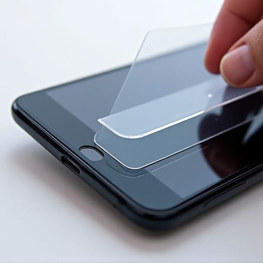 Protector de pantalla de vidrio templado siendo aplicado a un móvil